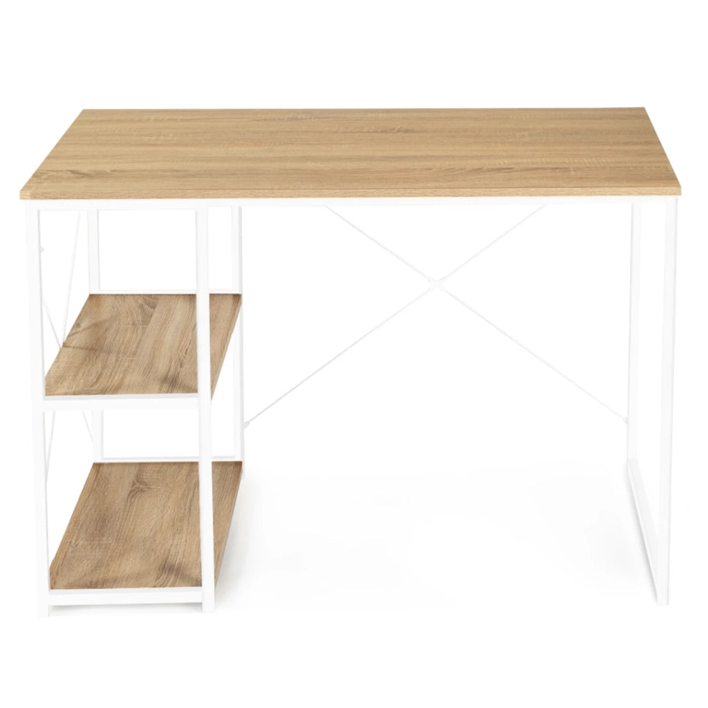 IDMarket - Scrivania dritta in legno e metallo bianco, design industriale DETROIT