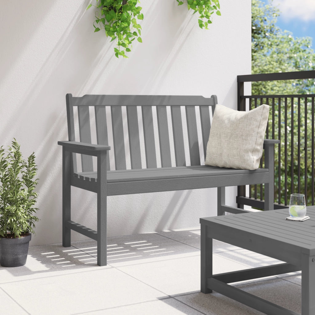 Panchina da giardino Grigio chiaro 120 cm HDPE