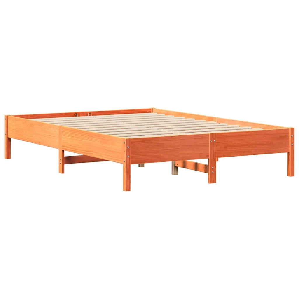 Letto Libreria senza Materasso Marrone Cera 135x190 cm in Pino 3322842