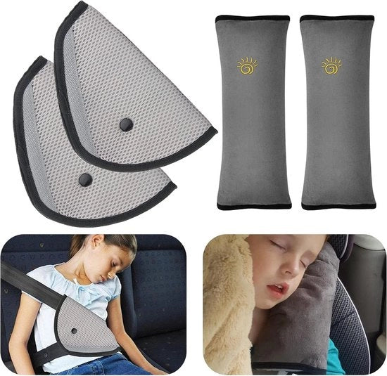 Set di protezione per cinture di sicurezza per bambini - 2 pezzi - difensore di cinture di sicurezza - per viaggi e passeggino - adulti.