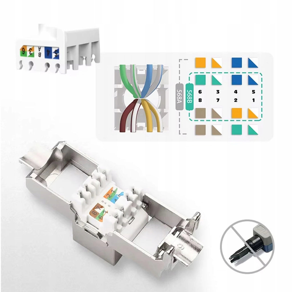 Modulo Keystone RJ-45 STP Cat.7 67FX-RJ45-6A-16 – Montaggio Senza Attrezzi | Schermato, 600 MHz, Contatti Dorati