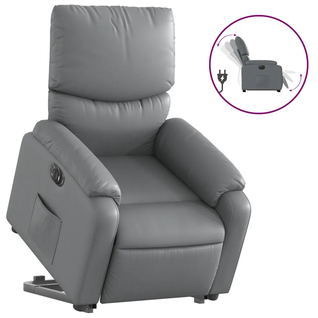 Poltrona Alzapersona Reclinabile Grigio in Similpelle 3204903