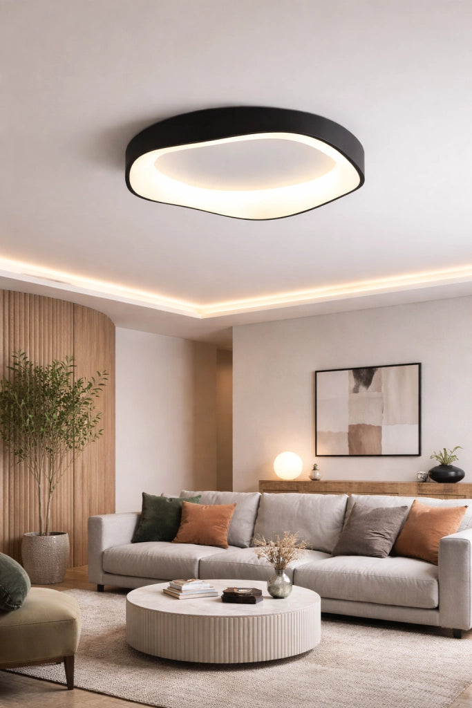Plafoniera LED 48W 3040LM Dimmerabile con Telecomando, Luce Indiretta Perimetrale Calda Fredda e Naturale, 50cm, Soffitto Moderno, IP20