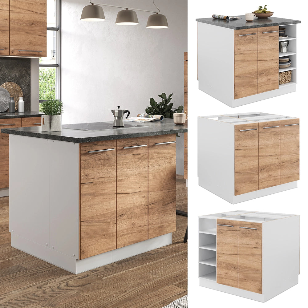 Isola cucina Fame-Line Rovere dorato/Bianco 90 cm senza piano di lavoro Vicco