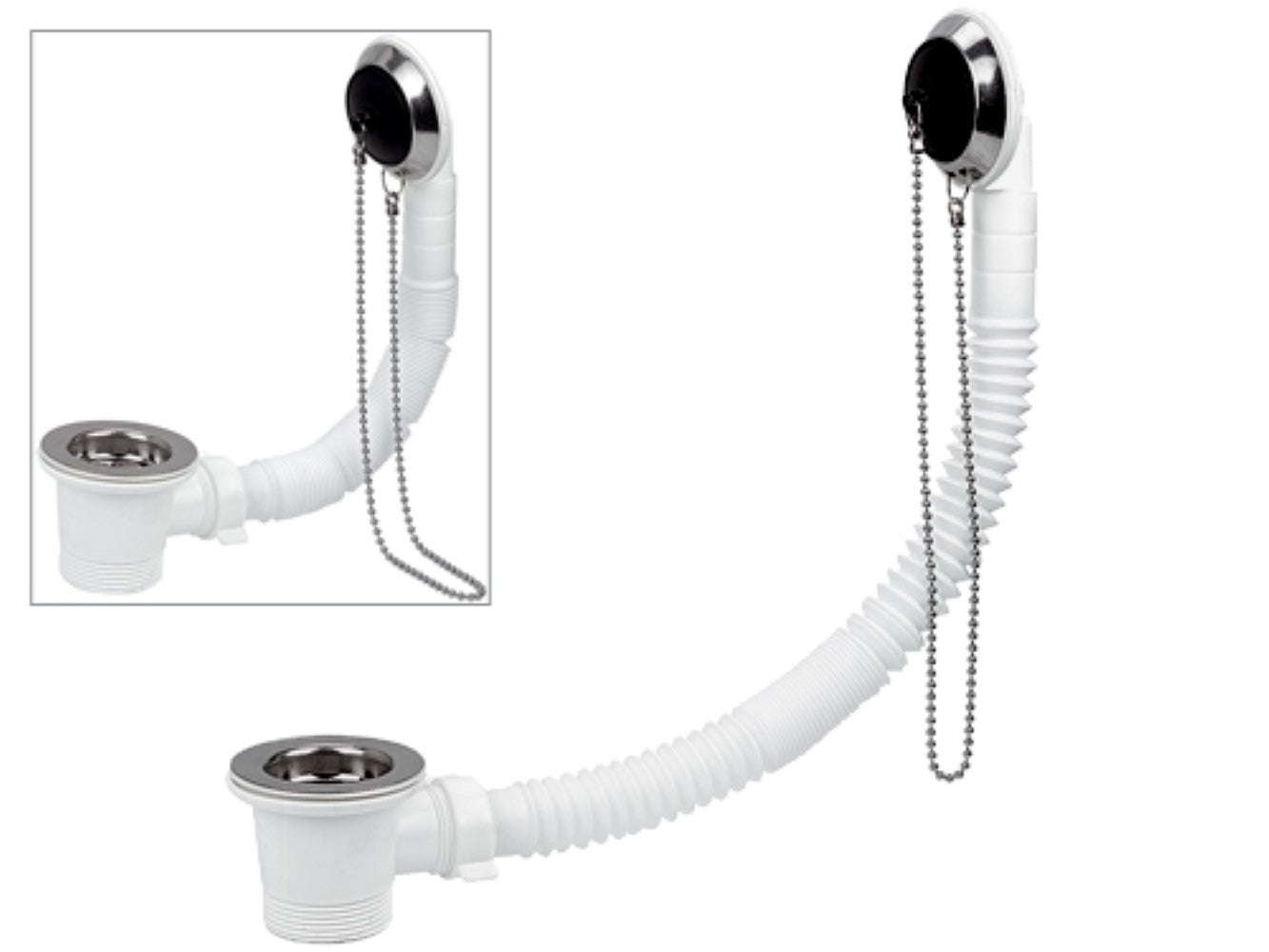 Colonna vasca semplice con tubo di collegamento estensibile