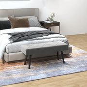 Panca imbottita effetto velluto, per camera e ingresso, gambe in acciaio, grigio, 100 × 36 × 45 cm