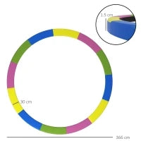 Copertura Tappeto Elastico Ø366x30 cm Pieghevole e Portatile, in Plastica, PE e Schiuma, Multicolore