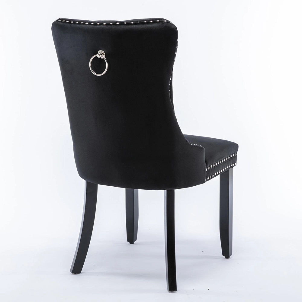 Set 2 sedie Nikki - Xylo - velluto nero gambe legno capitonné
