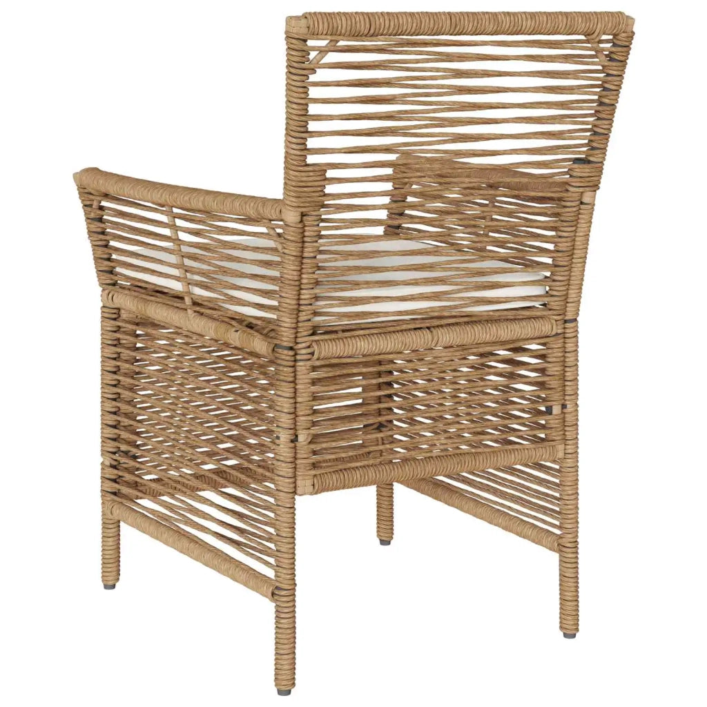 Sedia da esterno con cuscino 4 pcs Beige e Crema polyrattan