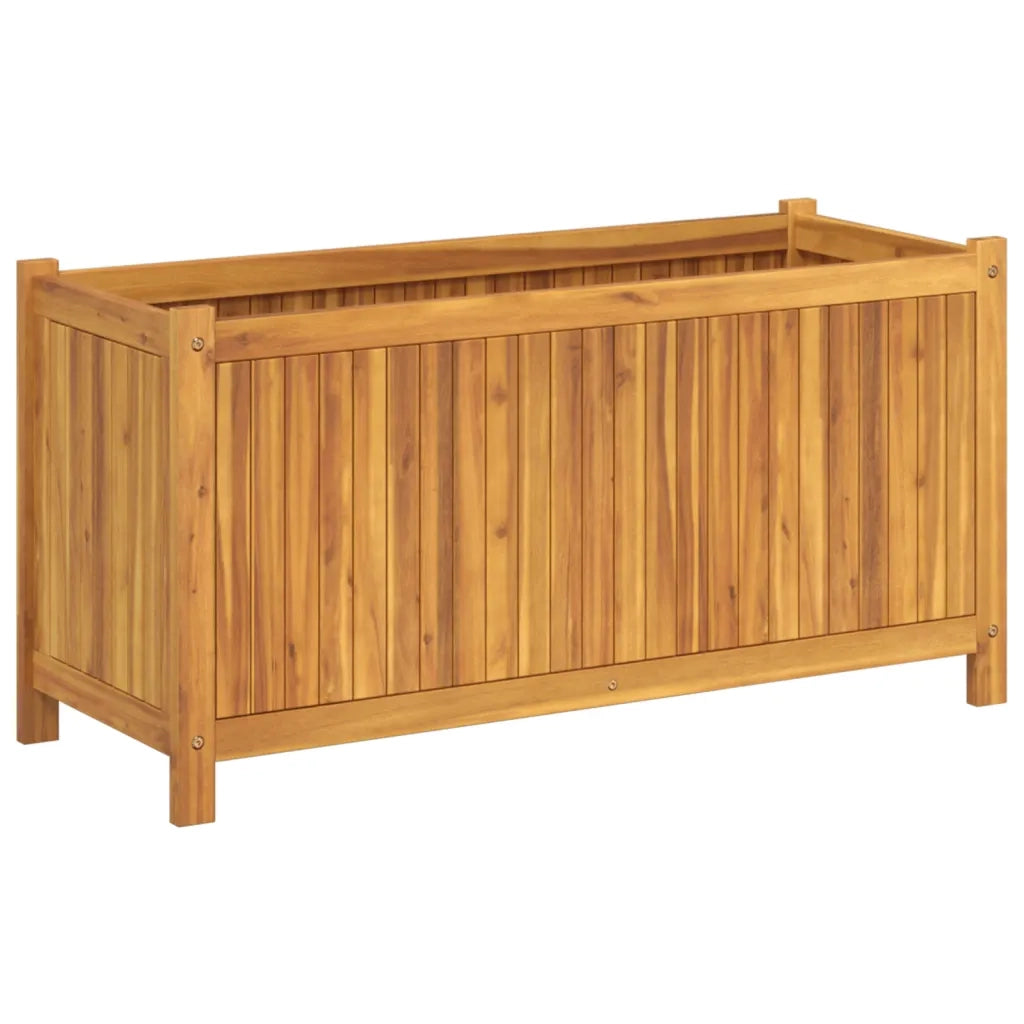 Fioriera | Cassetta per fiori | Vaso Giardino con Rivestimento 99,5x38x50cm Massello Acacia