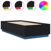 Letto singolo | Letto per adulti | Giroletto con Luci LED Nero 90x190 cm in Legno Multistrato