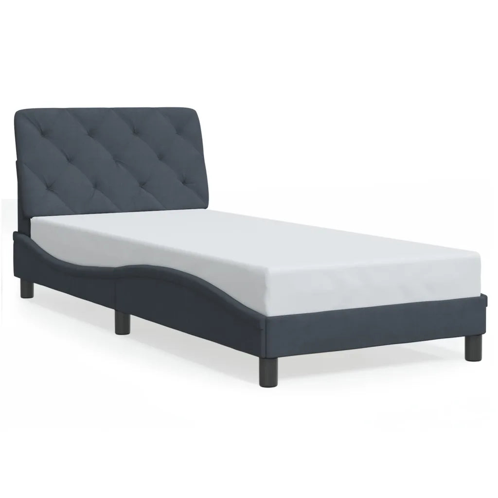 Giroletto con LED senza Materasso-Struttura Letto Grigio Scuro 90x190 cm in Velluto