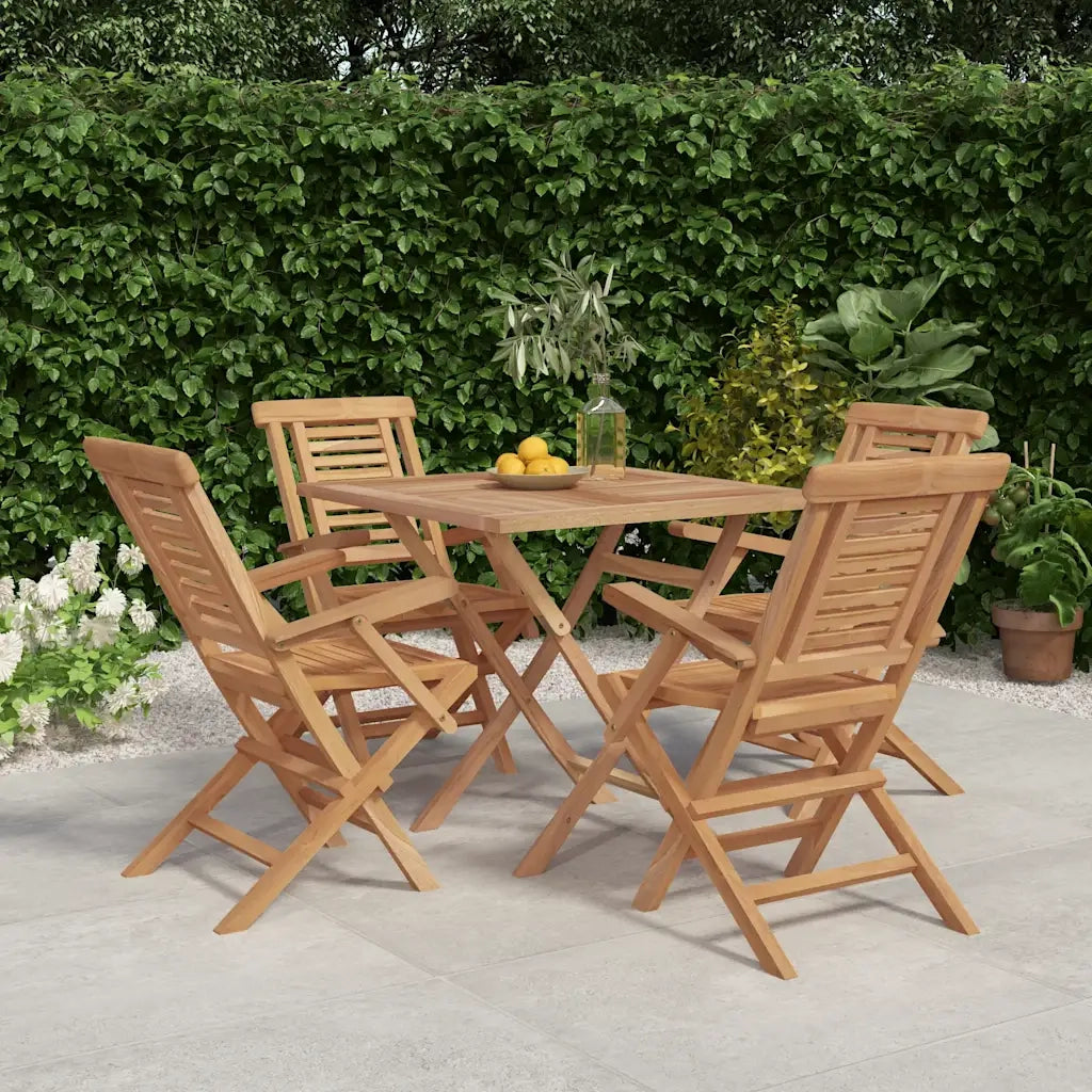 Set da Pranzo per Giardino 5 pz in Legno Massello di Teak