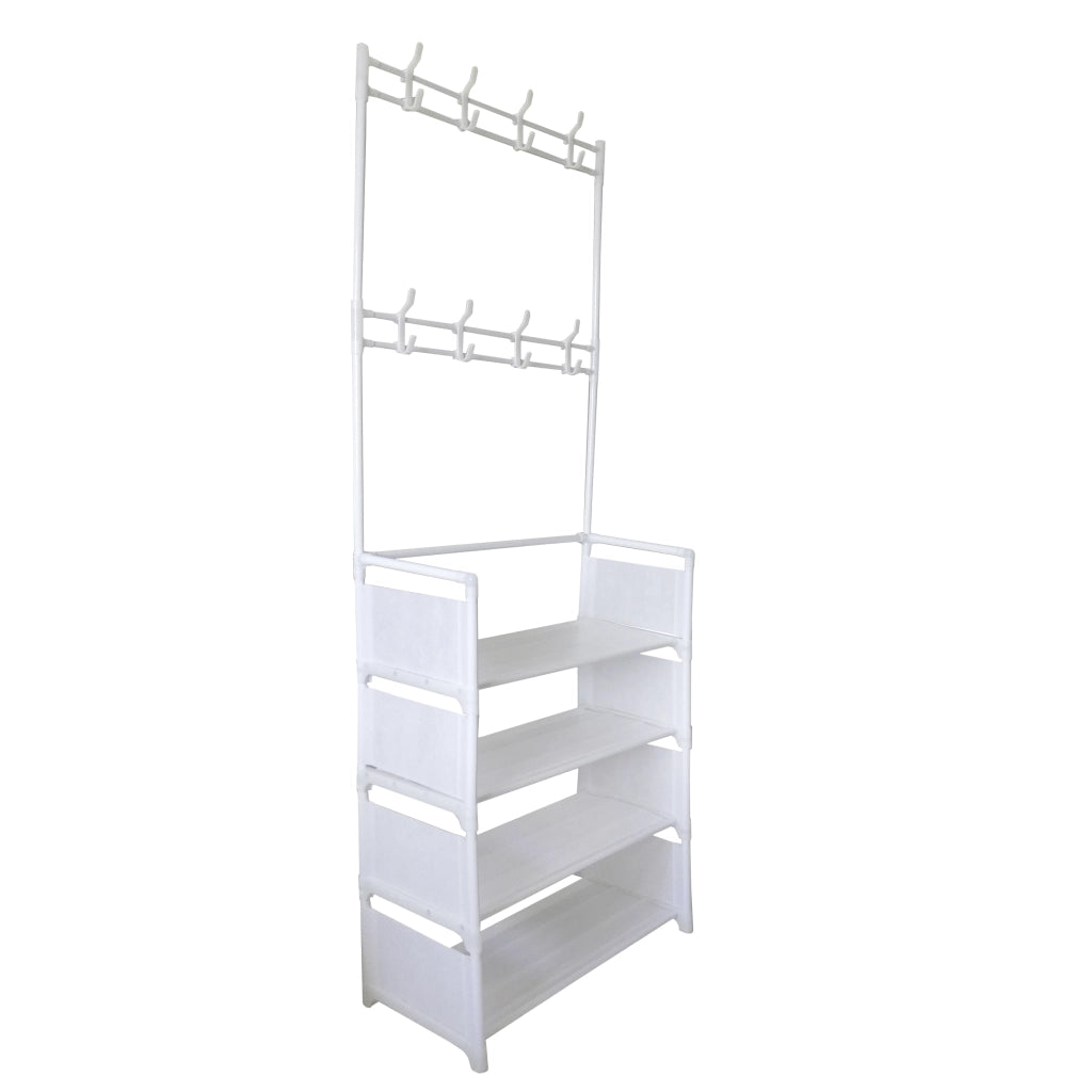 Appendiabiti Ingresso Corridoio Nyana Home 4 Ripiani 8 Appendiabiti Bianco