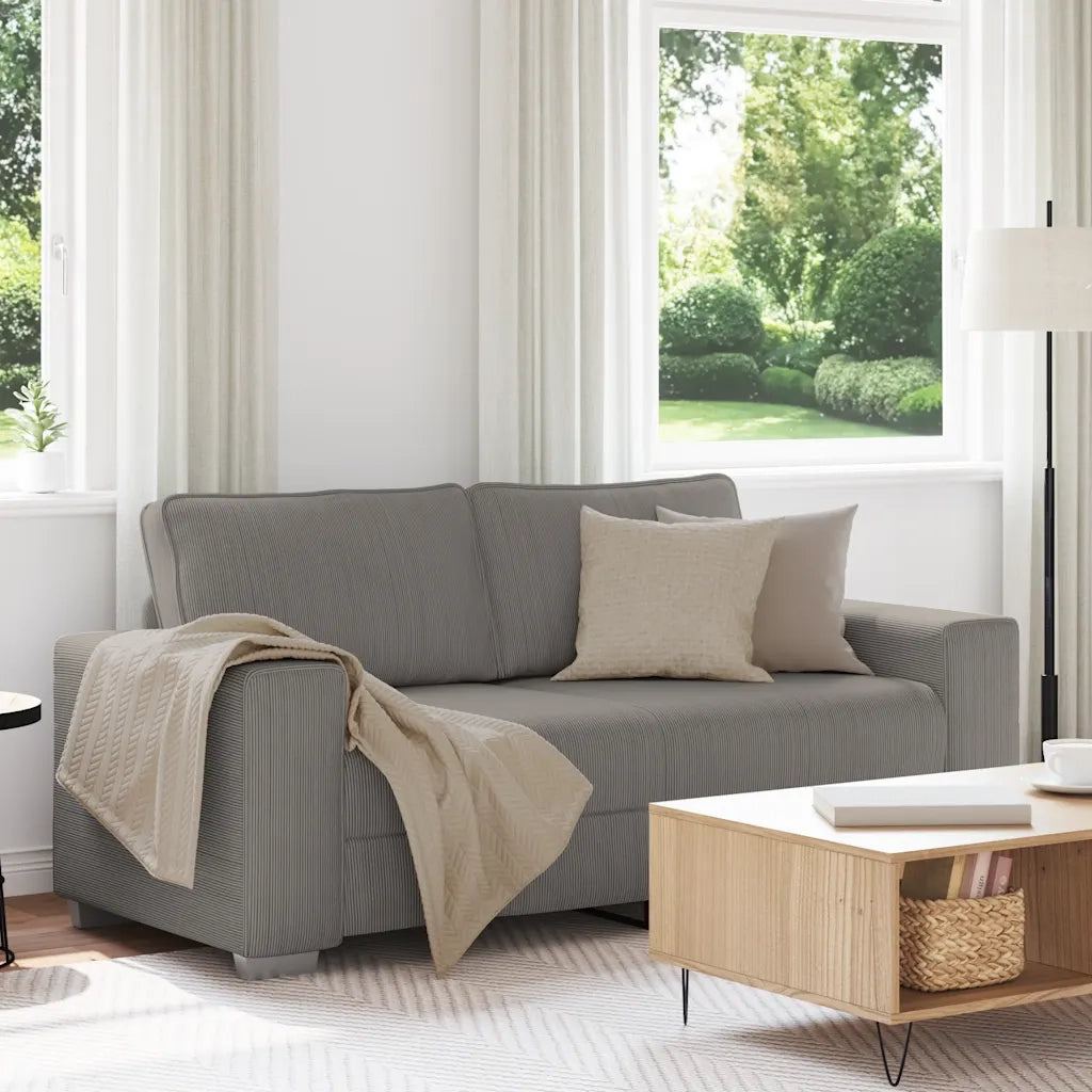 Divano Divanetto Grigio Chiaro 180x77x82cm Tessuto di Velluto a Coste 4105200