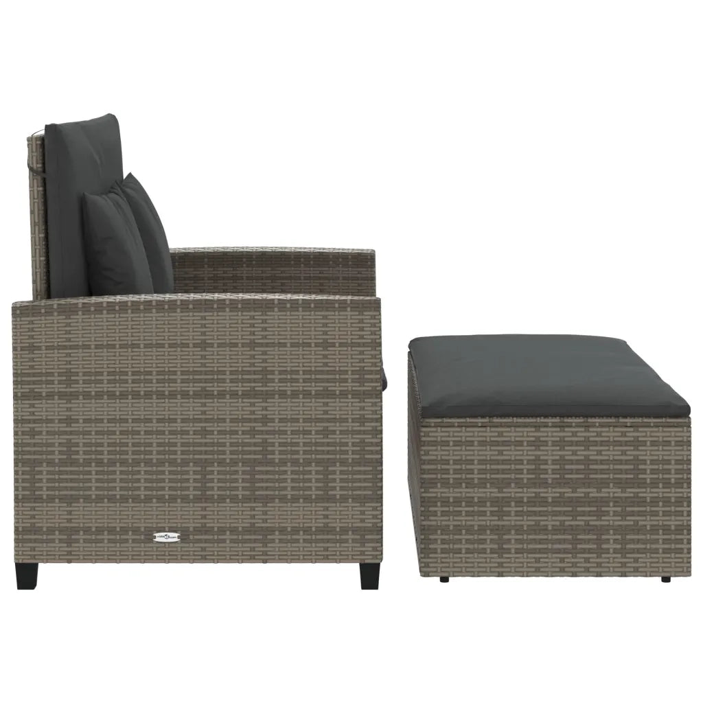 Divano da Giardino con Cuscini 2 Posti Grigio in Polyrattan 365134