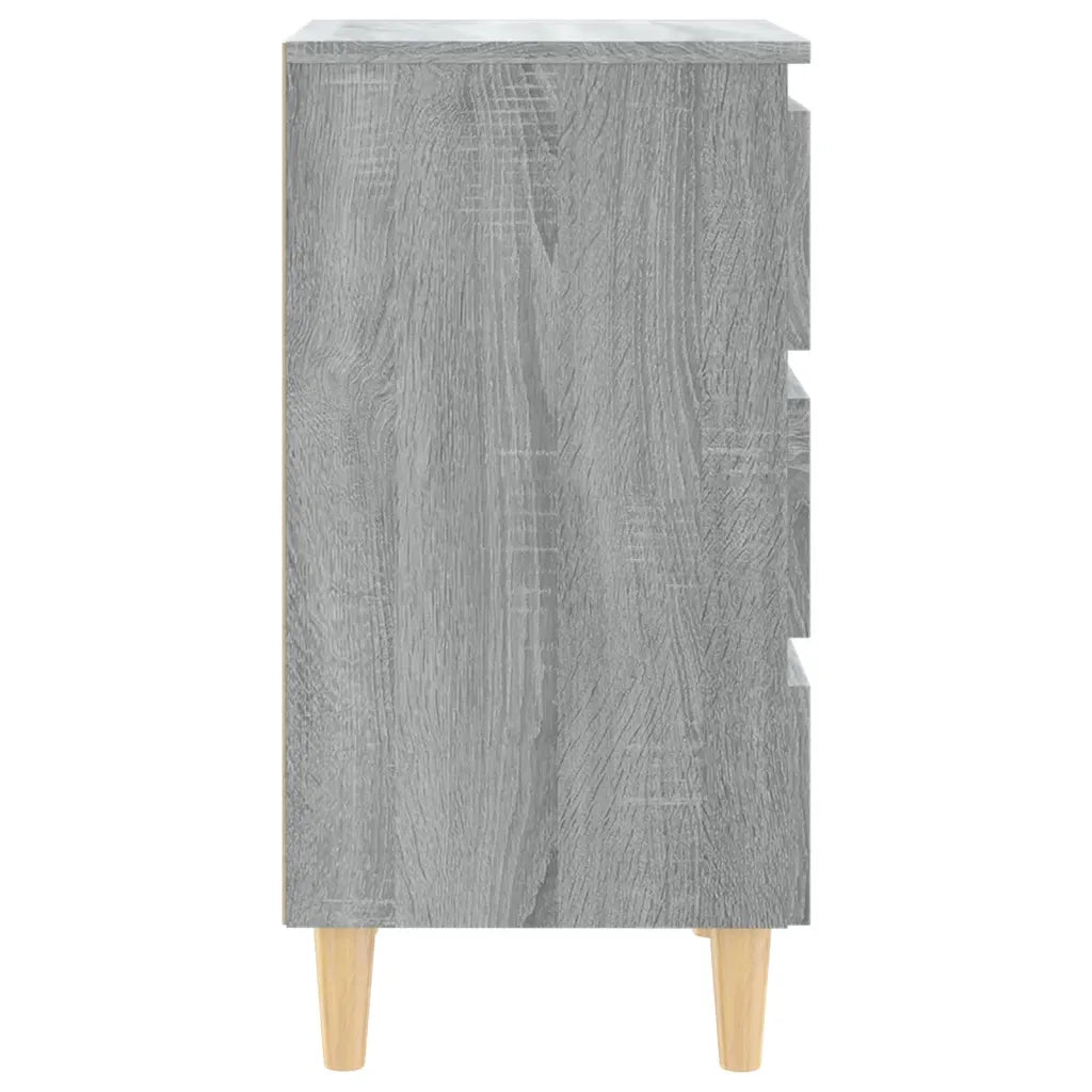 Comodino | Armadio da Notte | Mobiletto da notte con Gambe in Legno Massello Grigio Sonoma 40x35x69 cm