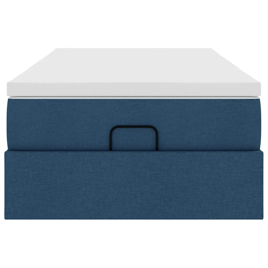 Struttura Letto Pouf con Materasso Blu 90x190 cm in Tessuto 3311077