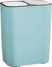 Separatore di rifiuti secchi e umidi - contenitore per rifiuti in plastica 12L - riciclaggio e rifiuti di cucina - pulsante per cucina ufficio casa - blu