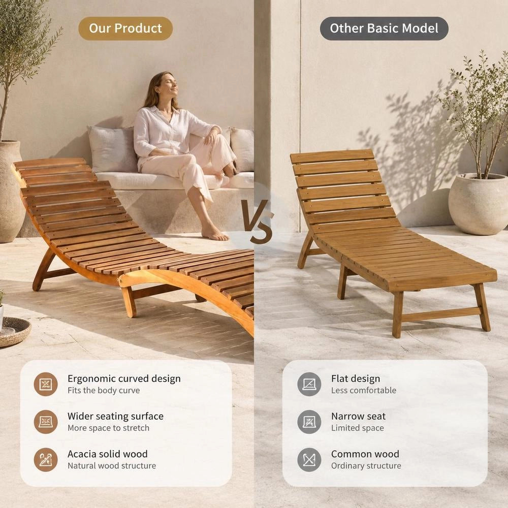 Sun Lounger Solid Acacia Wood Brown