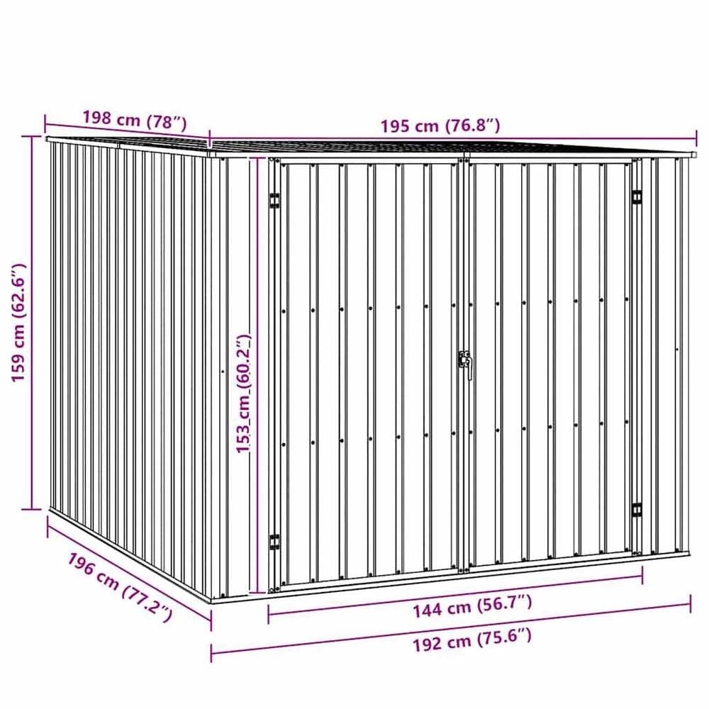 Garden Shed, Anthracite, 195x198x159 Cm, Galvanized Steel