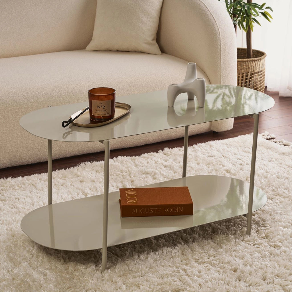 Verzate, Tavolino da Salotto un Vano, 100x45x51h cm Grigio Tortora