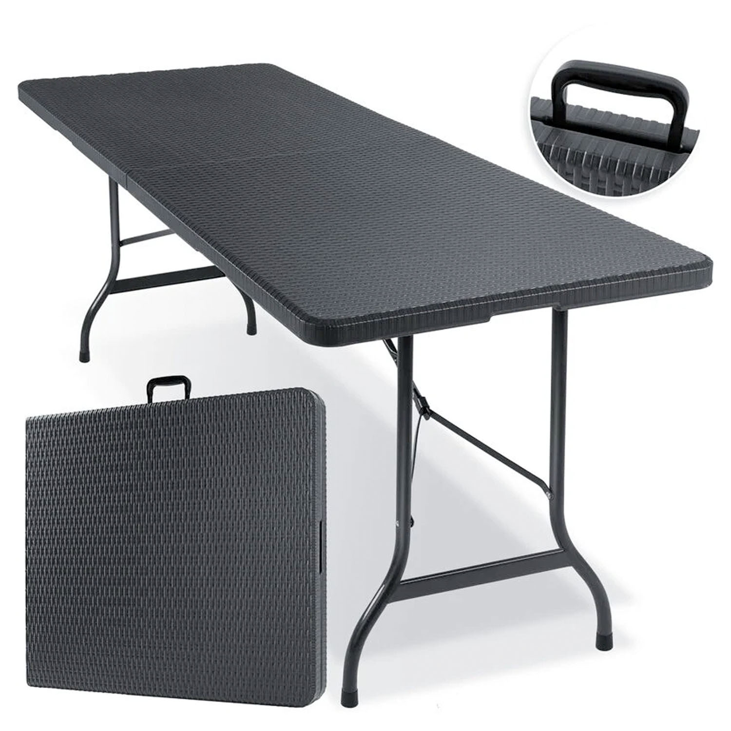 Levante - Tavolo Da Giardino Portatile 180X75 Cm - Nero