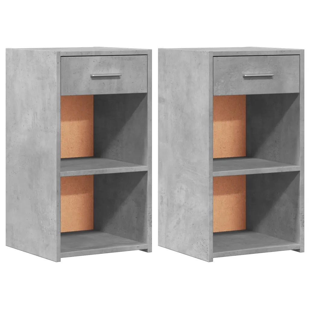 Comodini 2 pz-Set di 2 Tavolino da notte Grigio Cemento 35x34x65 cm in Legno Multistrato