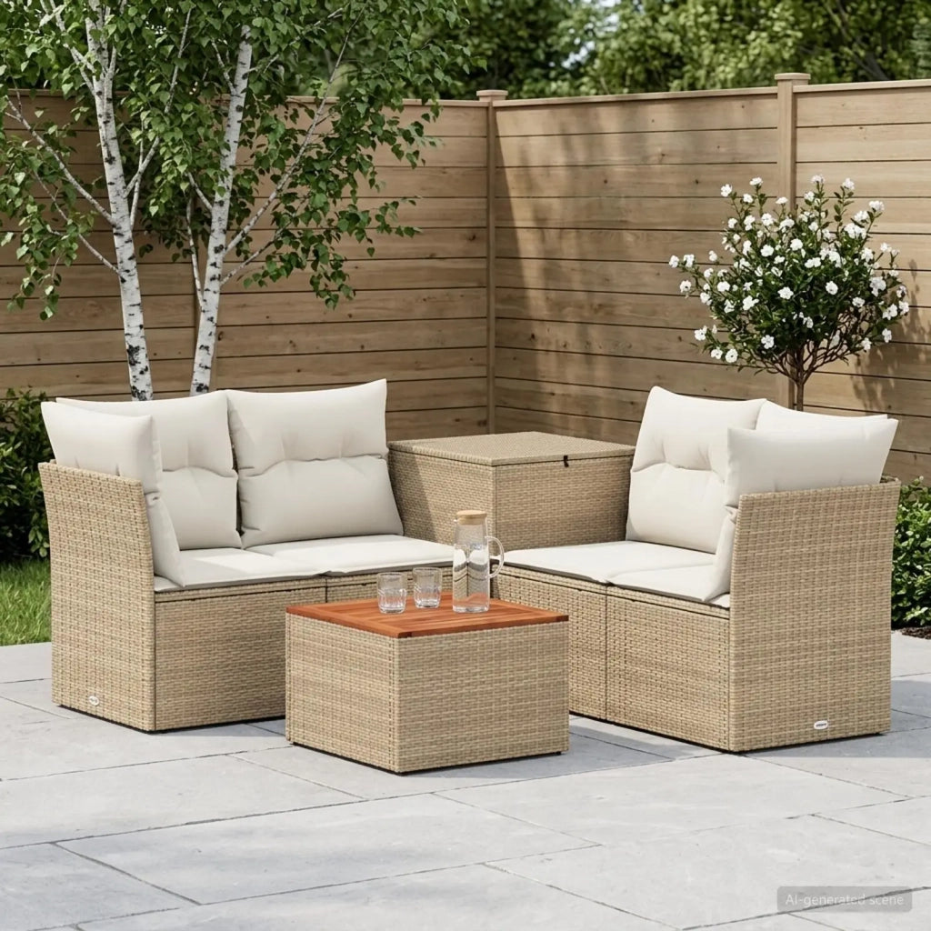 Set di divani 6 pz Beige e Bianco Crema 3447362