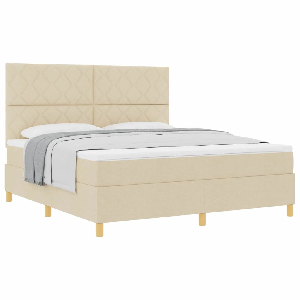 Letto a molle con testiera Crema 180 x 200 cm Tessuto 3339719