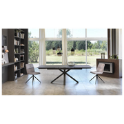 Tavolo allungabile Ceramica 1 160/240cm con top in ceramica grigio grafite opaco su vetro temperato e base in metallo - Stones