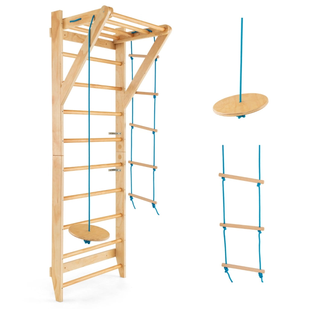 Scala a parete in legno svedese con 13 barre strategiche-Set di scala ginnica a parete capacit¨¤ di 100kg