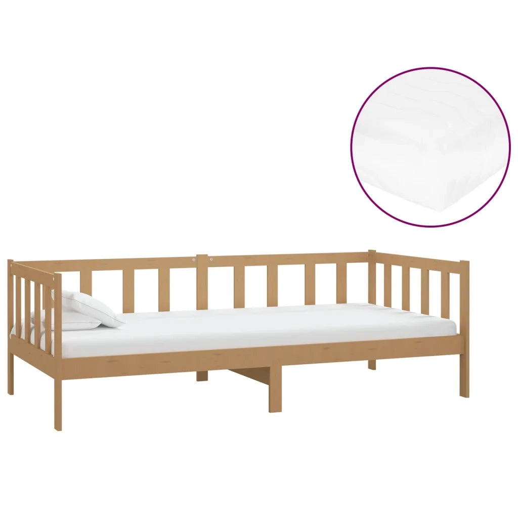 Divano Letto con Materasso 90x200 cm ambra in Legno di Pino 3083617
