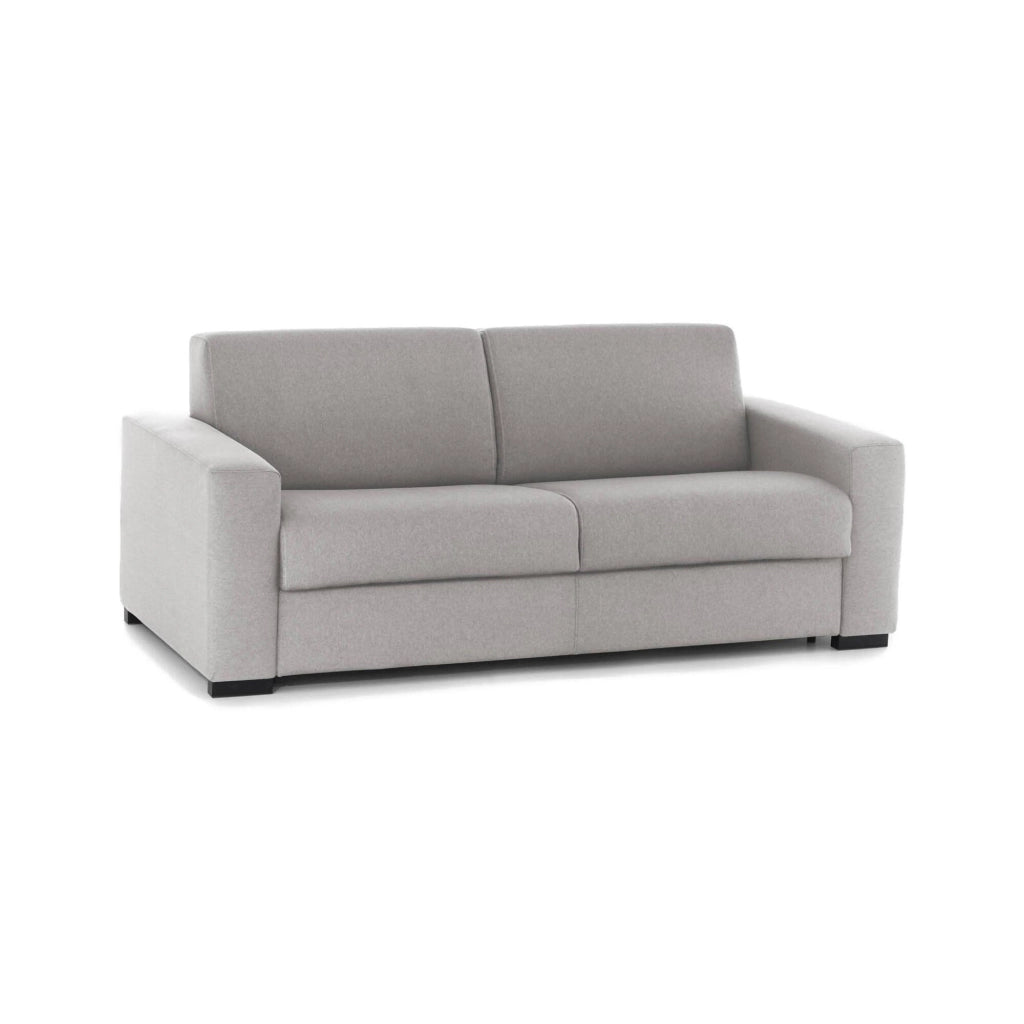 Divano Letto Akito, Divano a 2 posti Large, Made in Italy, SofÒ  Soggiorno con apertura girevole, in tessuto imbottito, con Braccioli slim, cm 180x95h90, Grigio