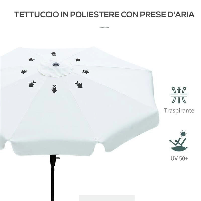 OMBRELLONE DA GIARDINO ROTONDO 266 X 250 CM BEIGE