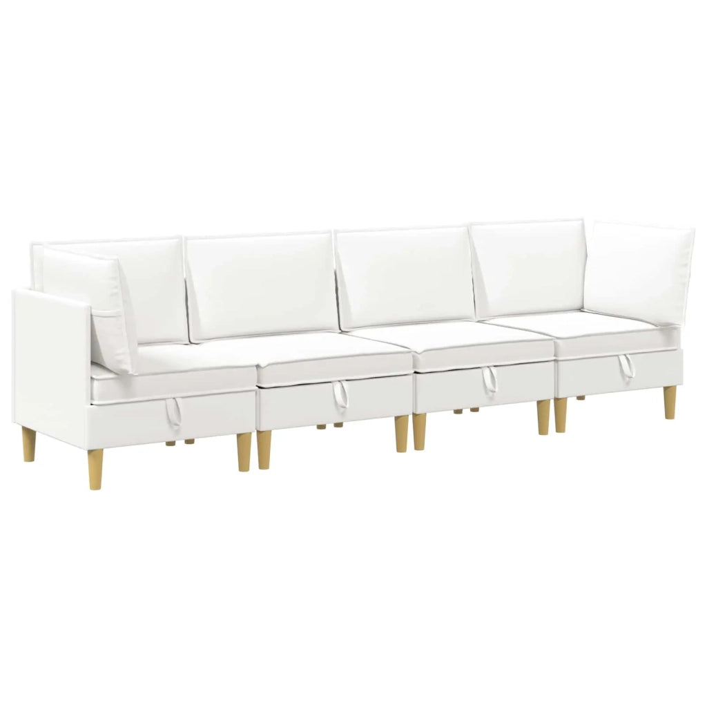 Set di divani modulari con spazio di archiviazione 4 pcs Bianco