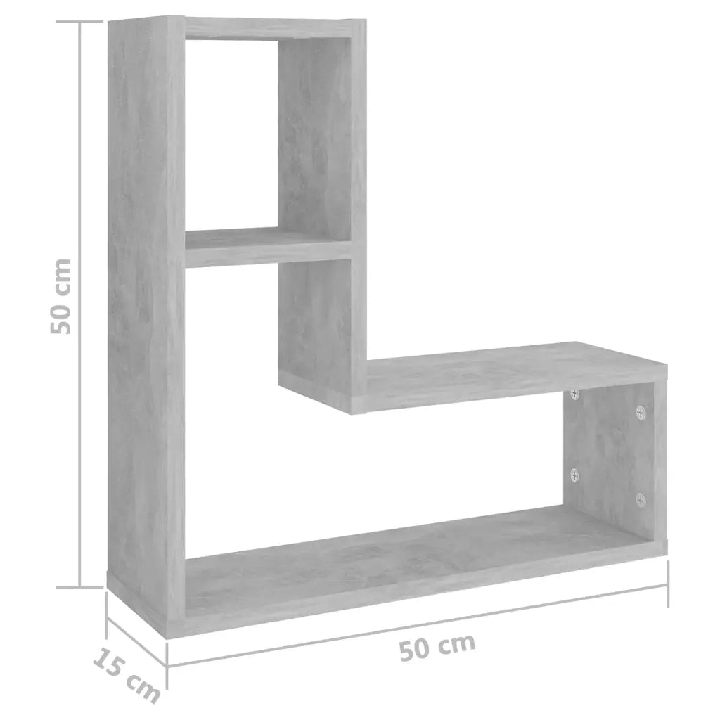 Mensole a Muro 2pz Grigio Cemento 50x15x50cm Legno Multistrato 807218