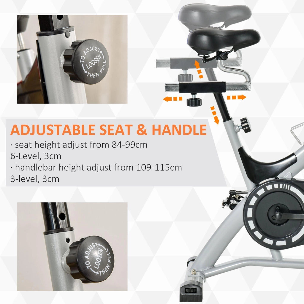 Cyclette con Trasmissione Cinghia in Acciaio e ABS Argento e Nero