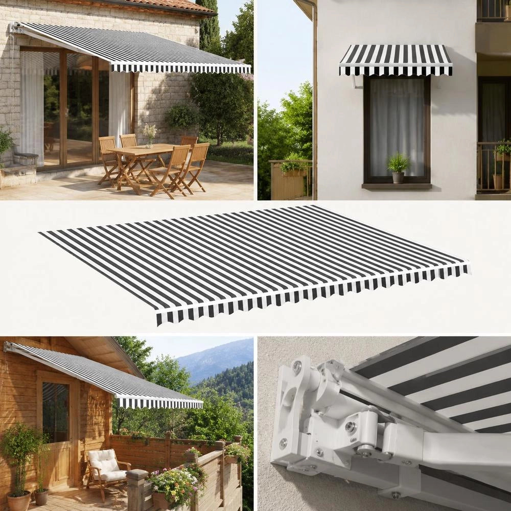Awning Fabric Anthracite And White 5x3.5 M