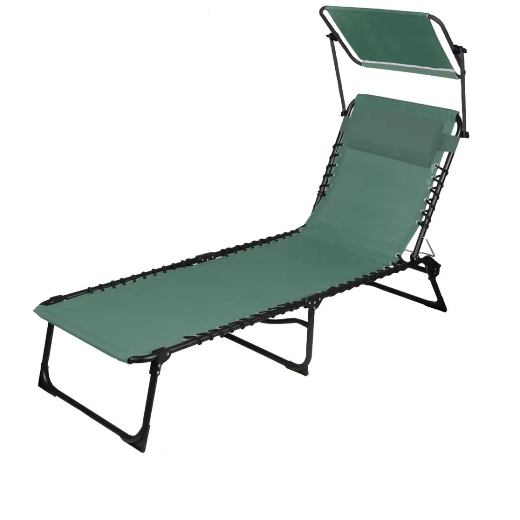 Lettino / Sdraio con parasole e cuscino verde 187x85x56 cm