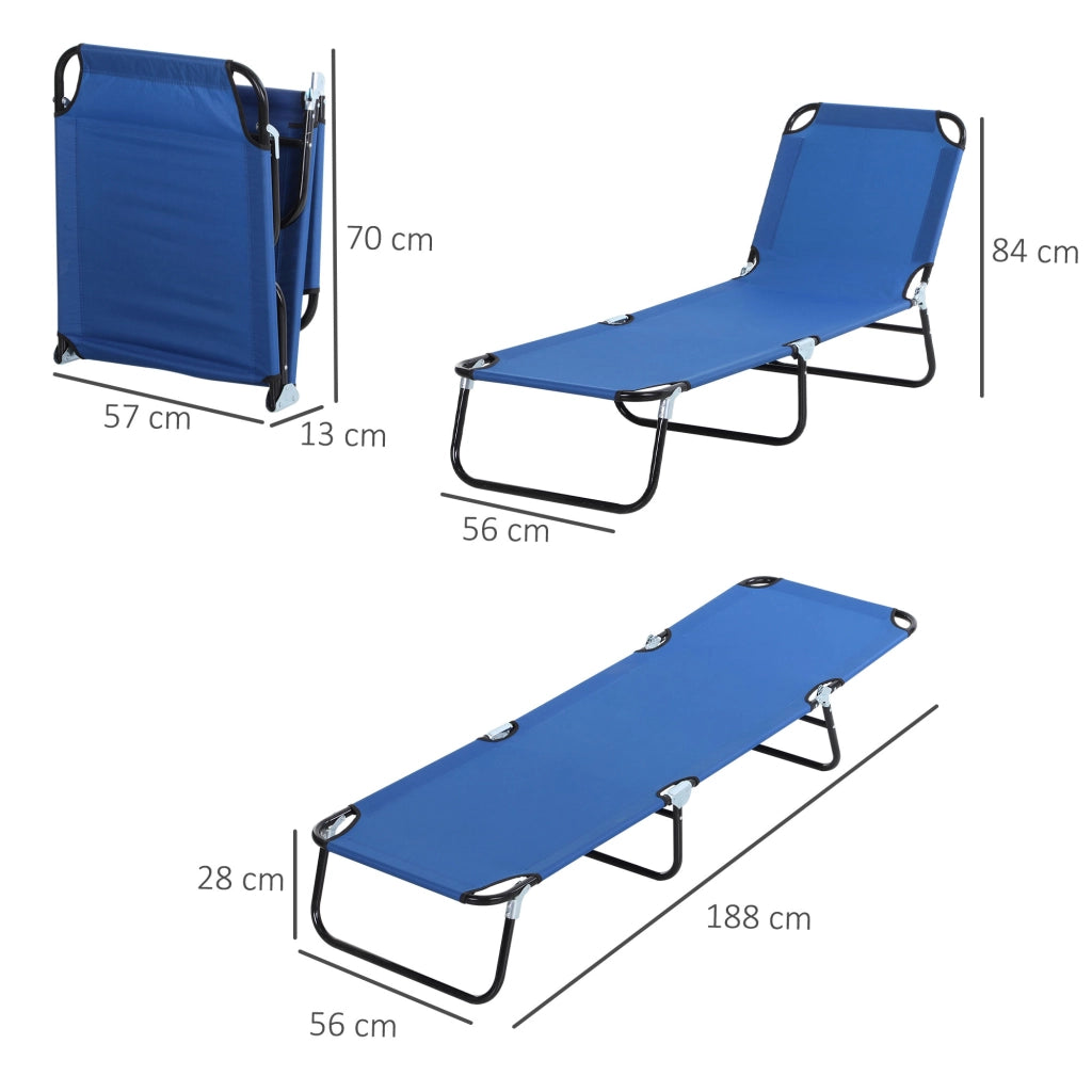 Sdraio da giardino con schienale regolabile struttura in acciaio colore blu dimensioni standard resistente e confortevole per balcone terrazzo e esterni
