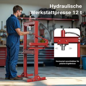 Pressa idraulica da officina 12t Pressa professionale a telaio per cuscinetti con manometro