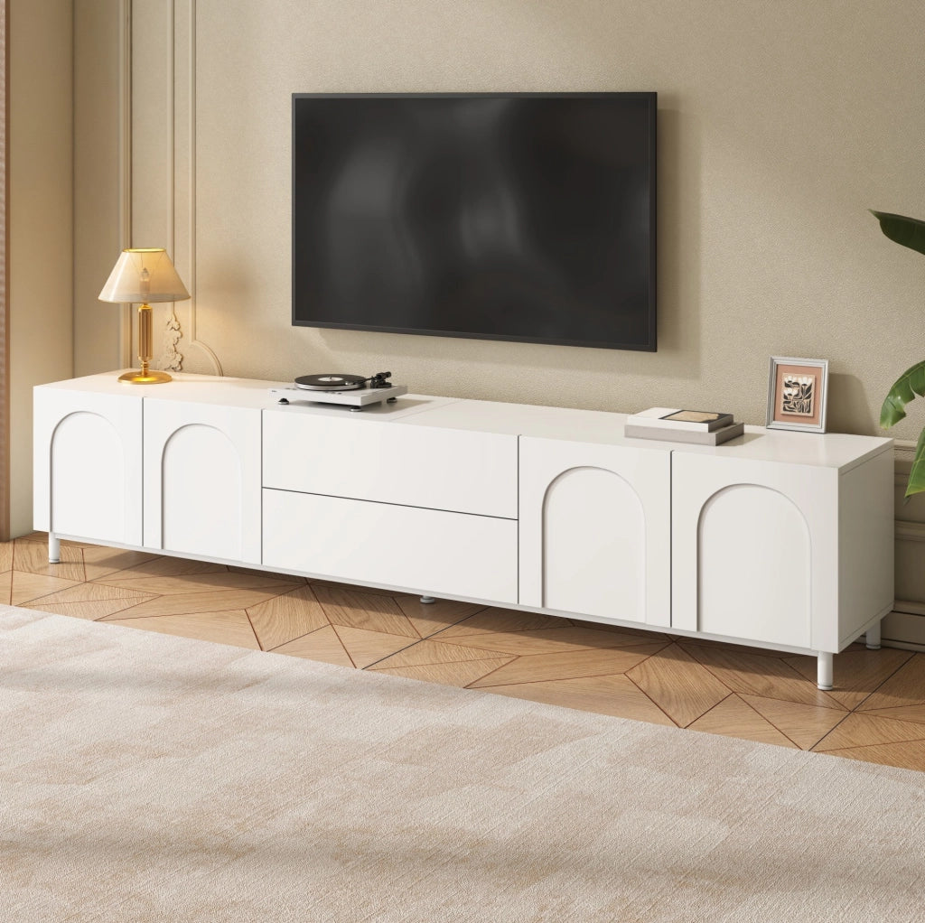 MOBILE TV 180x40x48 cm Bianco con 4 ante e 2 cassetti
