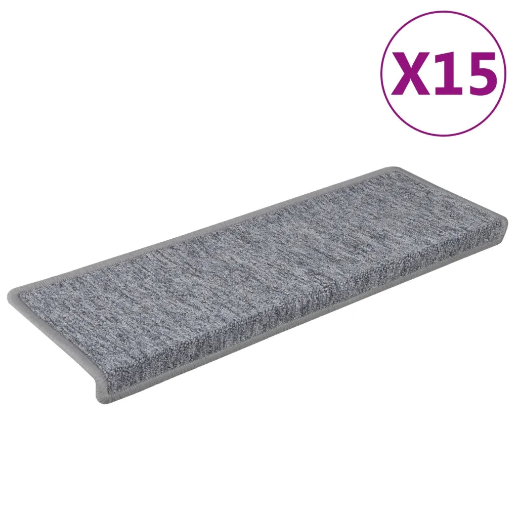 Tappetini per scale 15 pz | Gradini per Scale 65x21x4 cm Grigio chiaro Bordo rettangolare