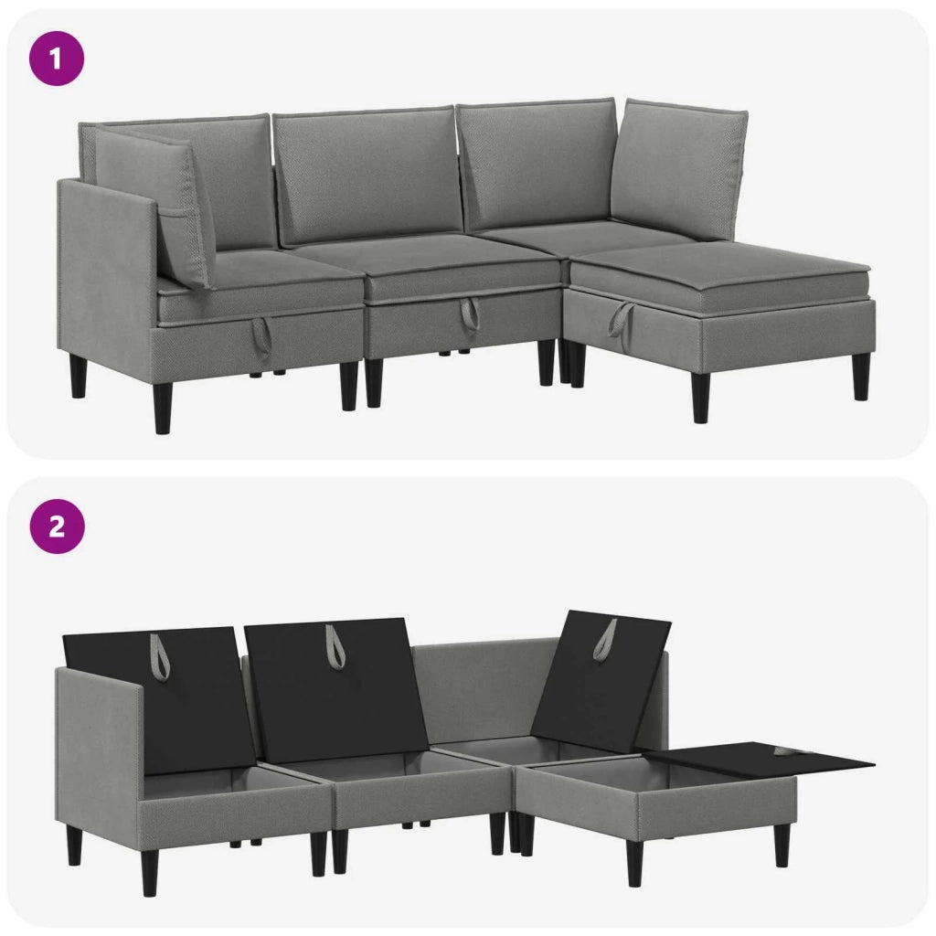 Set di mobili per il soggiorno 4 pcs Grigio scuro Tessuto