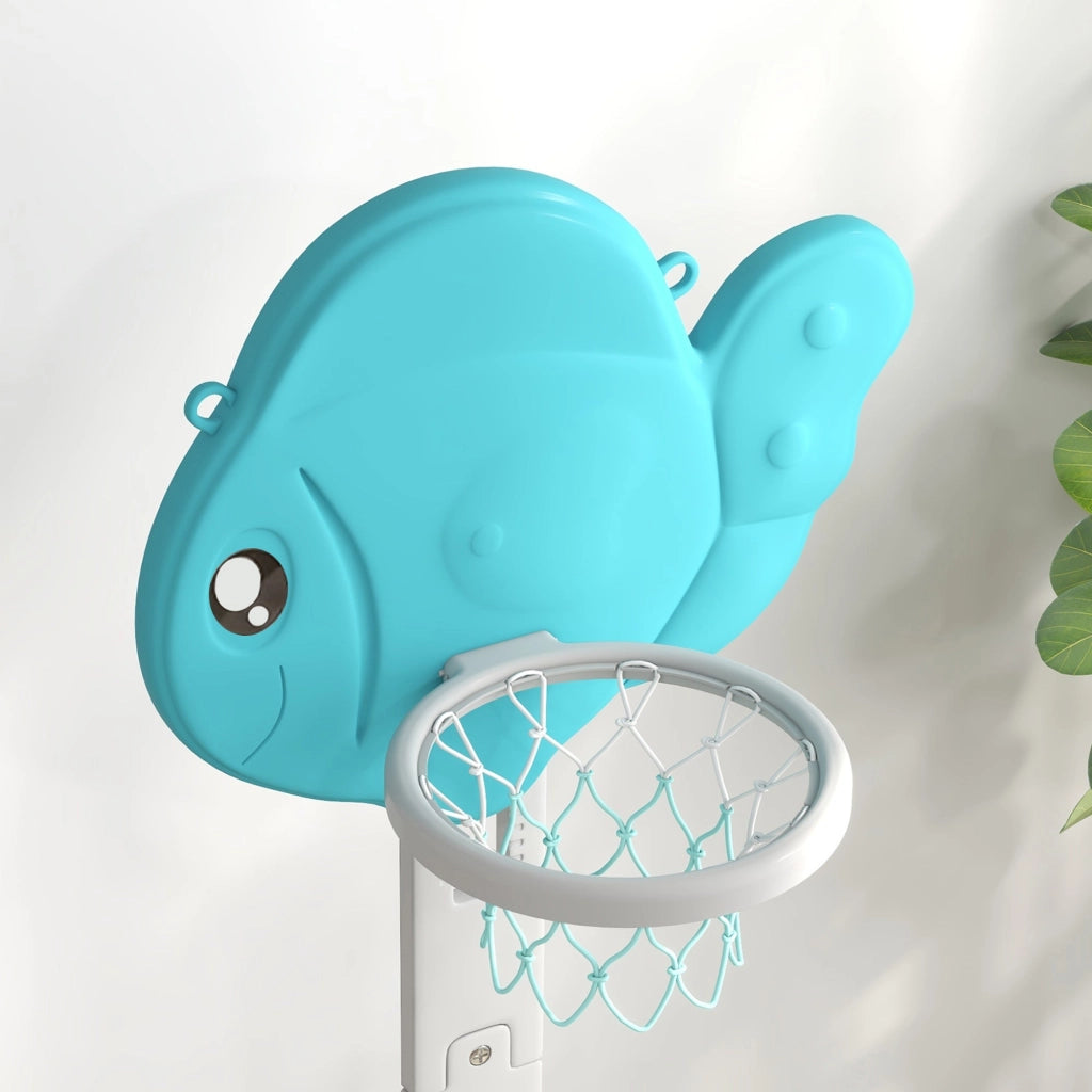 Canestro Basket per Bambini Regolabile 5 in 1 Porta da Calcio e Golf Azzurro