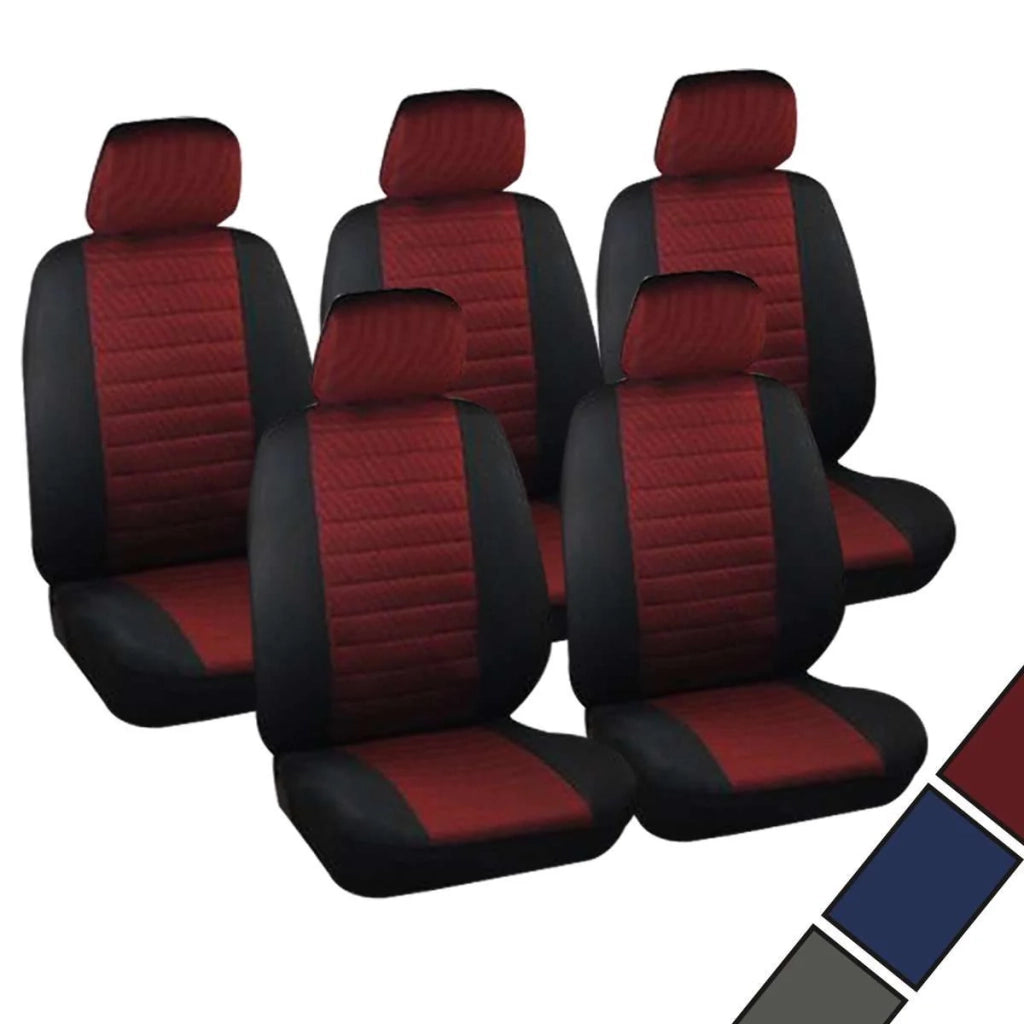 Set di 5 coprisedili universali in poliestere nero e rosso 19_0001057