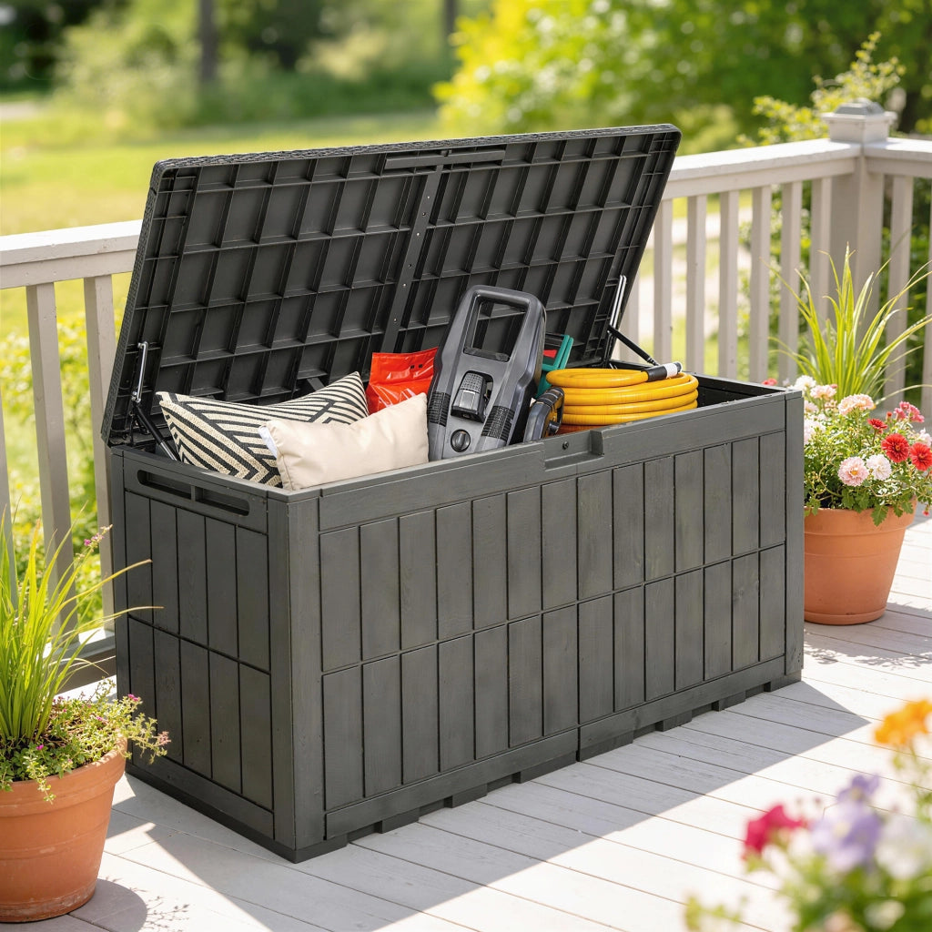 Arc¨®n da Giardino in Resina ¨C zephmum ¨C 440L Antracite con Tapa Bloqueable