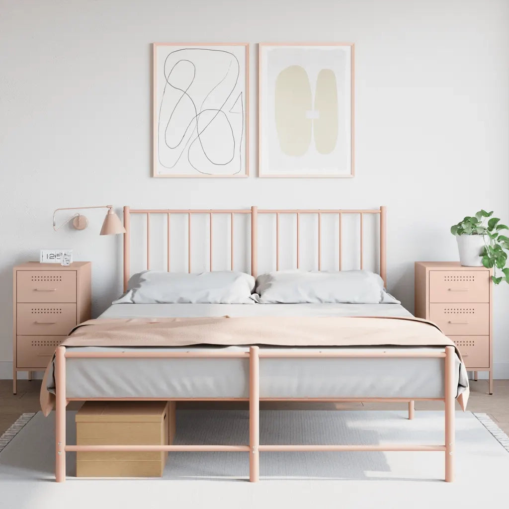 Comodini 2 pz Rosa 36x39x68 cm in Acciaio 843081