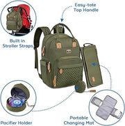 Zak di stazione di ricarica per bambini - grande borsa con cuscino di appoggio e contenitore per biberon per bambini, bambini in carrozzina - per genitori (verde scuro)